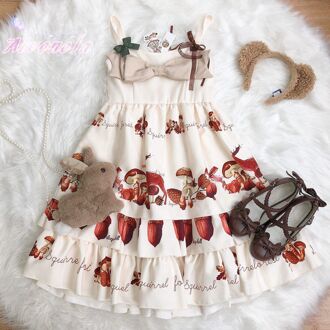 Lolita Jurk Zoete Jsk Loli Strik Cake Print Gelaagde Leuke Sling Jurken Kawaii Meisje Vrouwen Party Vestidos AFC984 wit