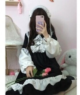 Lolita Jurk Zomer Kawaii Girl Maid Losse Japanse Meisje Lolita Vintage Gothic Stijl Jurk Vrouwen Victoriaanse Zoete Jurk