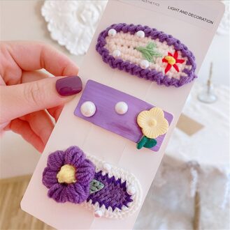 Lolita Meisje Vrouwen Haar Pin Vanille Melk Thee Stijl Gehaakte Breien Strik Haar Clip Set D542 kleur 6