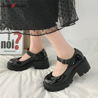 lolita platform Small leather shoes women 2020 models Mary Jane shoes women's Japanese high heels retro platform shoes women