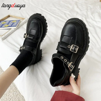 Lolita Shoes Patent Leather Mary Janes Shoes 2020 New Women Platform Shoes Buckle Girls Thick Sole Ladies Shoes Black