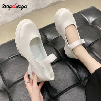 lolita shoes white low Heels Shoes Women Pumps Fashion Patent Leather Platform Shoes Woman Round Toe Mary Jane Shoes Mujer 2020