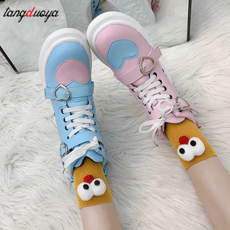lolita sneakers Korean Harajuku Style High help Bowknot Princess Kawaii Girl Women Shoes Tea Party Cos Loli Women Shoes 2020