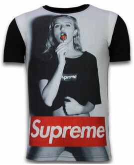 Lollipop - Digital Rhinestone T-shirt - Zwart - Maten: XL