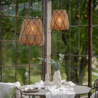 Lollo buiten hanglamp, naturel rotan look, Ø 28 cm bruin, zwart