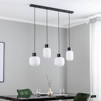 Lomeris hanglamp, 4-lamps, wit opaalwit, zwart