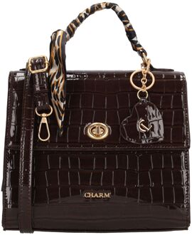 London Knightsbridge Handbag darkbrown handtas dames Bruin - H 20 x B 22,50 x D 10 cm