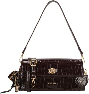 London Knightsbridge Shoulderbag darkbrown damestas Bruin - H 12,50 x B 26 x D 7,50 cm