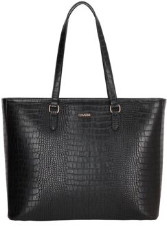 London Midwood Shopper 15.6 inch laptopvak black croco Damestas Zwart - H 31.5 x B 45.5 x D 13