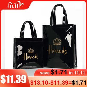 London Style PVC Reusable Shopping Bag Women's Bag Eco Friendly Small Signature Shopper Bag Waterproof Handbag Shoulder Bag