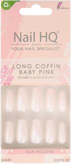 Long Coffin Baby Pink Nails (24 Pieces)