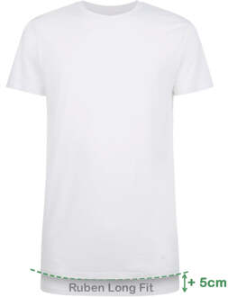 Long Fit T-Shirts Ruben ronde hals (2-pack) - Wit - XXL