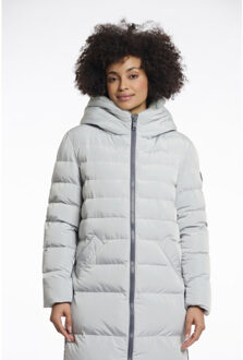 long padded hooded coat with faux fur keilafur.7002511 10880 manor grey Groen - 38