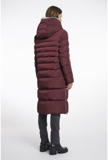 long padded hooded coat with faux fur keilafur.7002511 10918 chocolate bean stone Bordeaux - 42