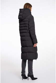 long padded hooded coat with faux fur keilafur.7002511 9900 black Zwart - 38