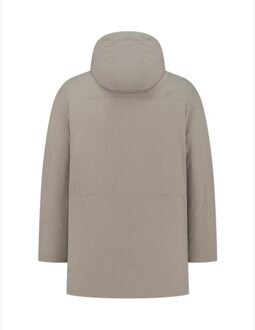 Long Parka With Pockets Taupe   XL Beige