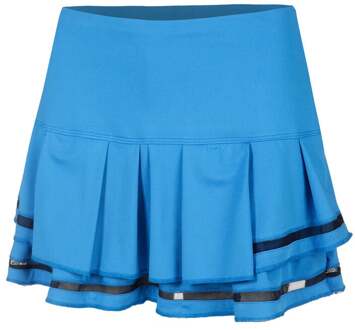 Long Pleat Tier Rok Dames-Blauw,Zwart - S