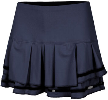 Long Pleat Tier Rok Dames-Zwart,Blauw - S