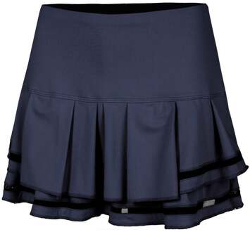Long Pleat Tier Rok Dames-Zwart,Blauw - S
