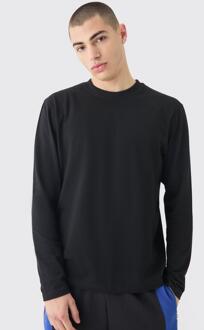 Long Sleeve Crew Neck T-Shirt, Black - XL