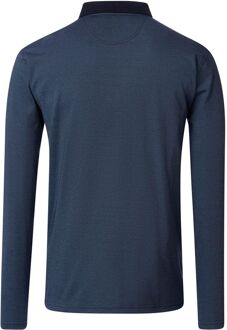 Long Sleeve Polo Structure Navy Donkerblauw - 5XL,L,M,XL