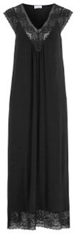 Long Viscose Plain Sleeveless Nightdress Zwart - Small,Medium,Large,X-Large,XX-Large