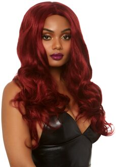 Long Wavy Pruik Winny Burgundy Bruin - Kastanje