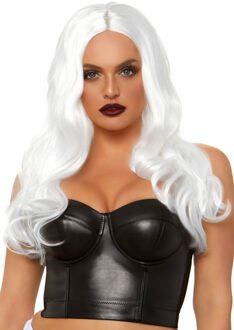 Long Wavy Pruik Winny White Wit - Transparant