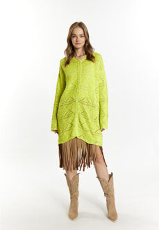 Longcardigan Dames kalk Limoengroen - M