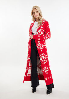 Longcardigan Dames rood wit