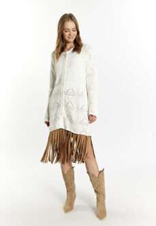 Longcardigan Dames wolwit - maat S Gebroken wit