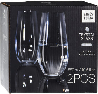 Longdrink glazen - 8x stuks - kristalglas - 580 ml - sap/water glas