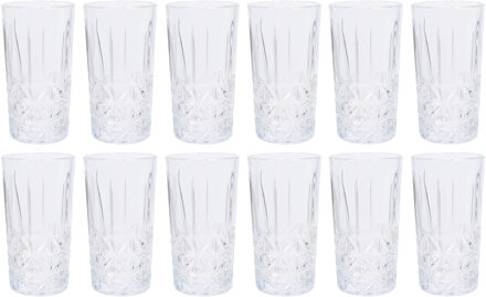 Longdrinkglazen - 12x stuks - 300 ml - water/sap/mix/drinkglazen