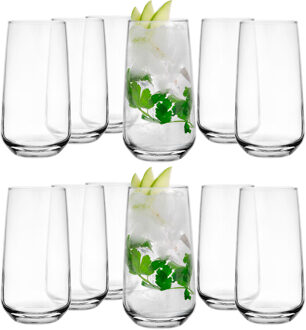 Longdrinkglazen - 12x - Tumblers - 480 ml - glas - water/sap/mix/drinkglazen