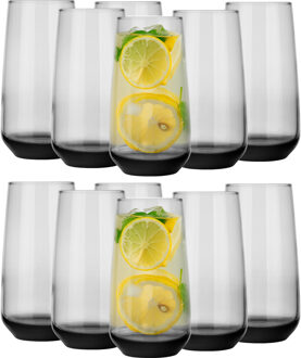 Longdrinkglazen - 18x - Midnight collection - 430 ml - glas - waterglazen