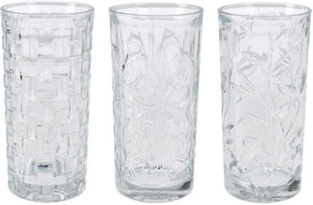 Longdrinkglazen - 3x - 380 ml - sap/water/mix/drinkglazen Transparant