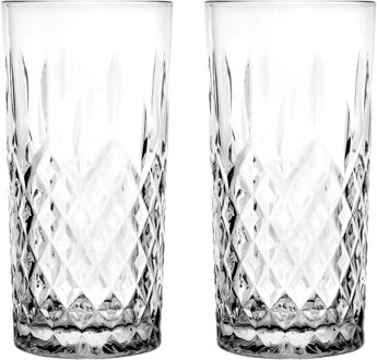 Longdrinkglazen Diamond - 12x - 350 ml - glas - waterglazen
