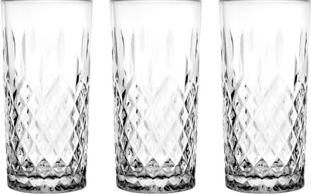 Longdrinkglazen Diamond - 18x - 350 ml - glas - waterglazen