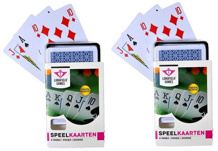 Longfield Games 10x Speelkaarten plastic poker/bridge/kaartspel in box