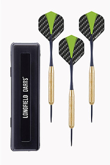 Longfield Games 1x Set van dartpijltjes met groen met zwarte flights 21 grams - Dartpijlen Multikleur