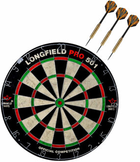 Longfield Games Dartbord Longfield professional - Dia 45.5 cm - met 3x goede kwaliteit dartpijltjes - Darten