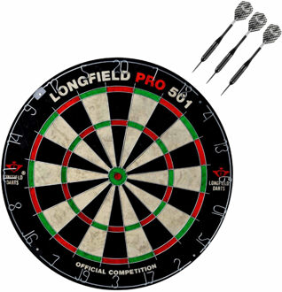 Longfield Games Dartbord set compleet van 45.5 cm met 3x Black Arrow dartpijlen van 25 gram - Dartborden