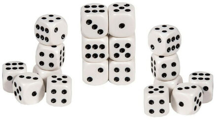 Longfield Games Speelgoed spellen Dobbelstenen - 18x stuks - wit/zwart - kunststof