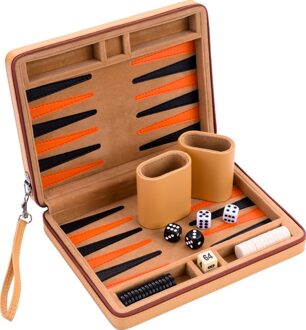 Longfield Portable Backgammon met Afsluitrits (Beige)