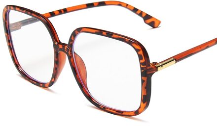 Longkeeper Anti-Blauw Licht Bril Vrouwen Klassieke Vintage Oversized Vierkante Computer Brillen Mannen Clear Bril Frame Oculos luipaard