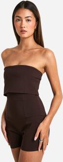 Longline Foldover Bandeau Romper, Chocolate - 40