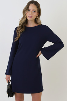 Longsleeve Jurk Open Rug Marine Marineblauw