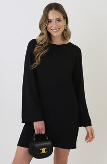 Longsleeve Jurk Open Rug Zwart