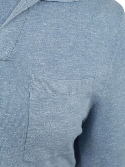 Longsleeve Knitted Poloshirt Riva Pocket Lichtblauw - L,M,S,XL,XXL