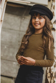 Longsleeve oker streepje rib jersey voor meisjes in de kleur Geel - 92